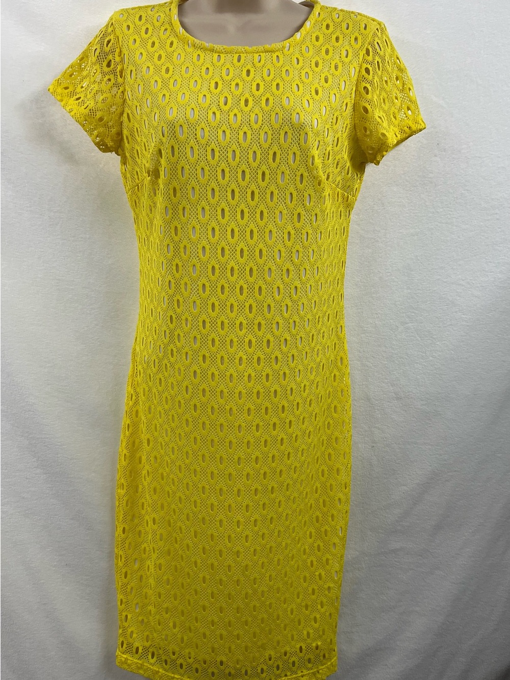 Bisou Bisou Yellow Lace Midi Dress